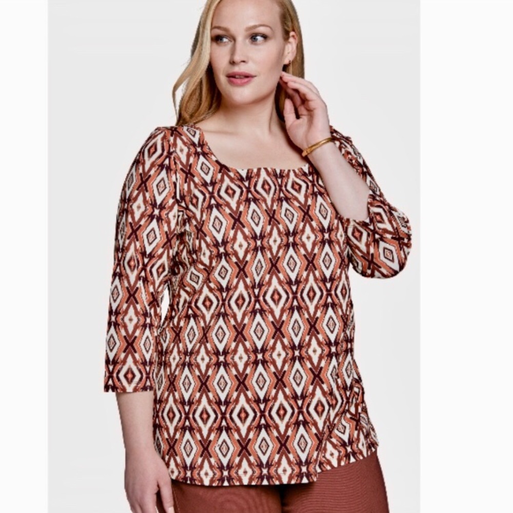 NWT 14/16 Square neck tunic 3/4 sleeve
